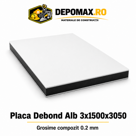 Placa BOND alb 3mm, 1500x3050mm, aluminiu 0.2mm